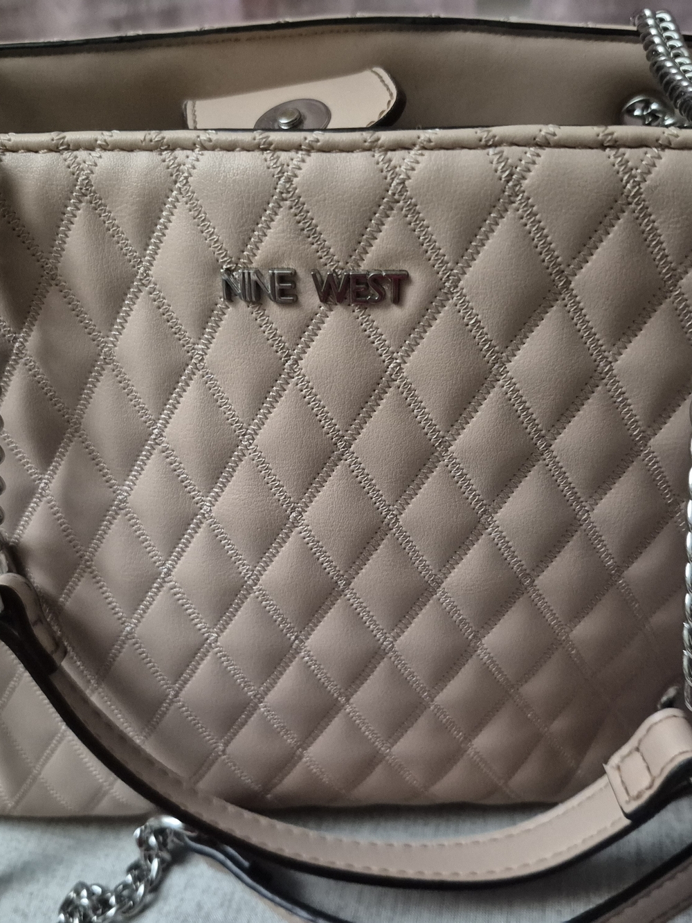 Nine West Quilted Shoulder Bag in Taupe